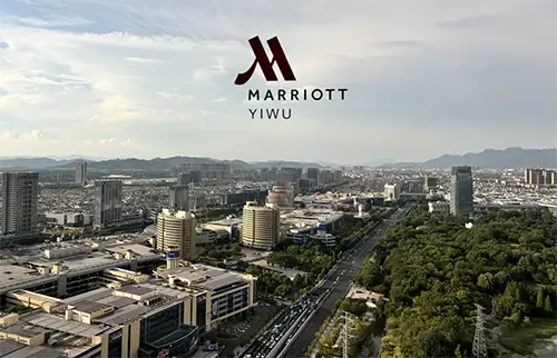 Vistas al mercado de Yiwu desde el Hotel Marriott