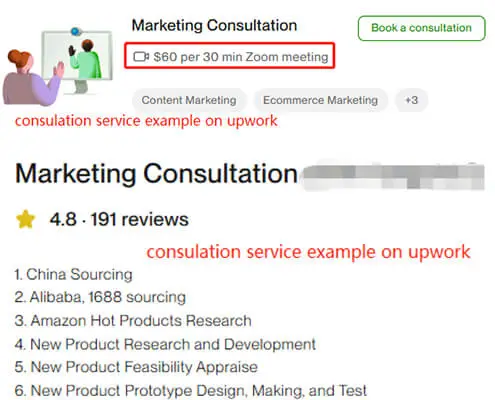 ejemplo de servicio de consultoría en upwork