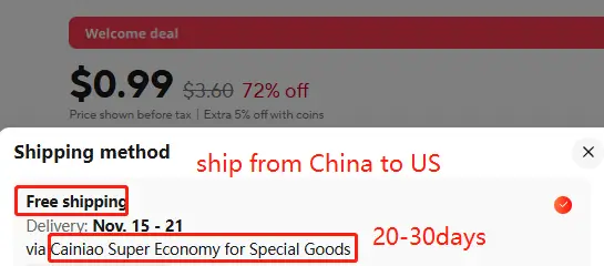 AliExpress shipping from China to USA