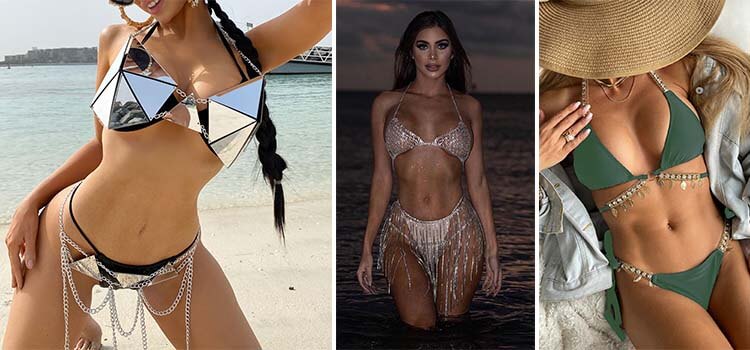 Sequin embellishments on swimwear