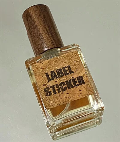 Label stickers on perfume bottles