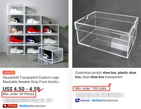 Global Sources MOQ example