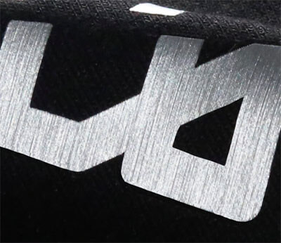 Silver heat transfer with brushed effects