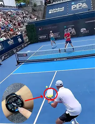pickleball paddle with built-in smart wristband