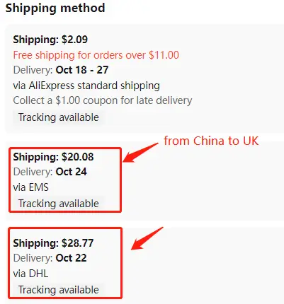 aliexpress express shipping