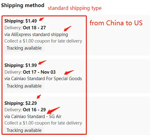 aliexpress standard shipping