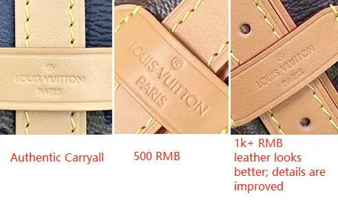 authentic Carryall vs low-quality replica vs medium-quality replica-2