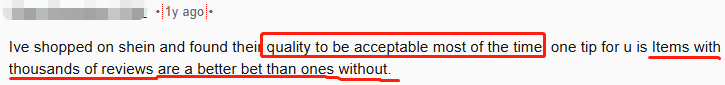 reddit comments on shein product quality