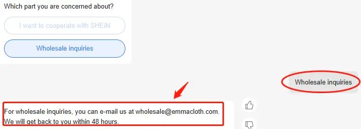 shein wholesale inquires