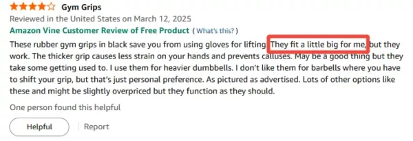 gym grip's comment