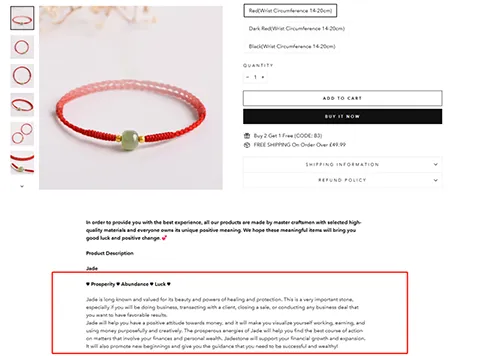 Buddha Stones product pages