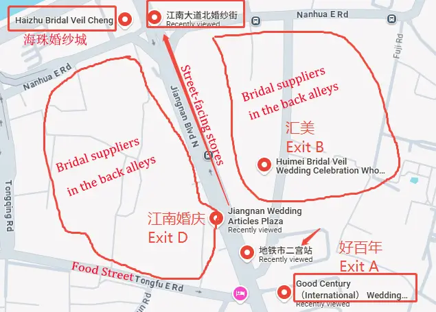 Main Areas of Guangzhou Wedding Street