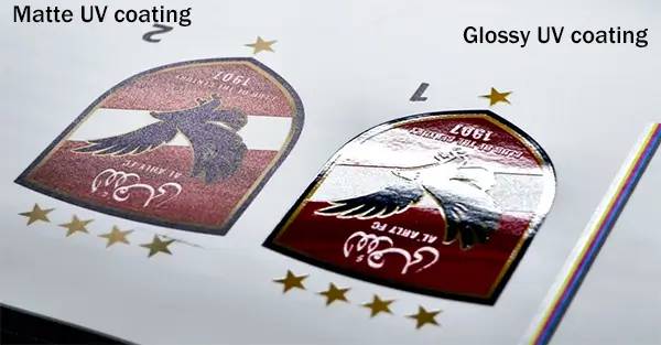 Glossy and matter UV coating