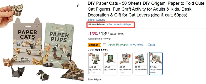 Paper cat took the #1 New Release