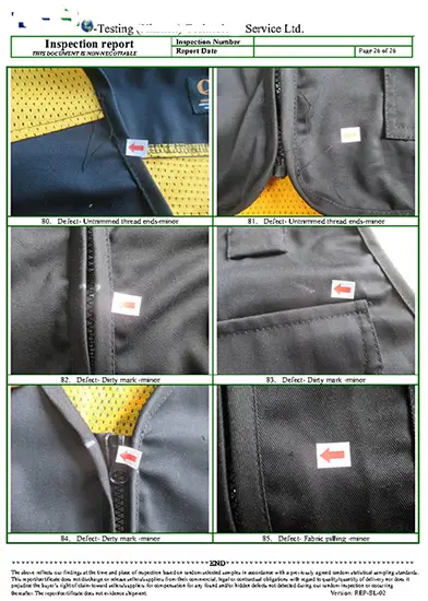 examples of 3rd-party inspection report in China