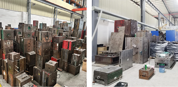 used molds piled in the warehouse