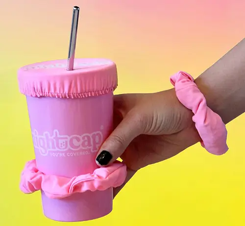 Scrunchie-style drink covers