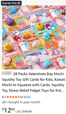 squish Valentines card for kids on Amazon