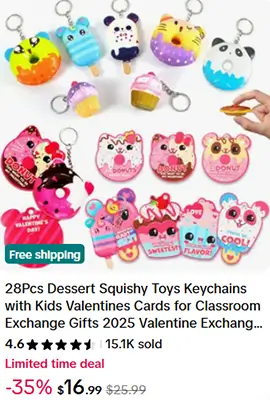 squishy keychain Valentines card