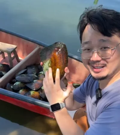 Joe hold a oyster